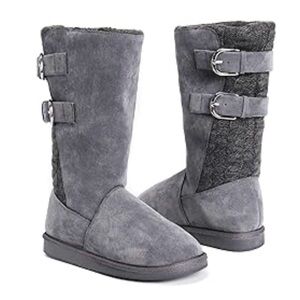 Muk Luks Gray Buckle Winter Boots